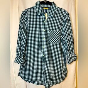 NWT Prince & Fox Light Blue and Navy Checkered Button Down Shirt Size Large
